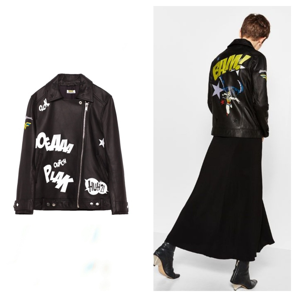 ZARA WONDER WOMAN LEATHER BIKER MOTO JACKET